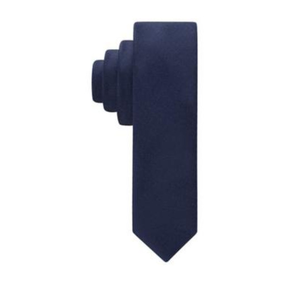 Calvin Klein Men Liquid Luxe Skinny 2" Solid Tie Navy - Picture 1 of 1